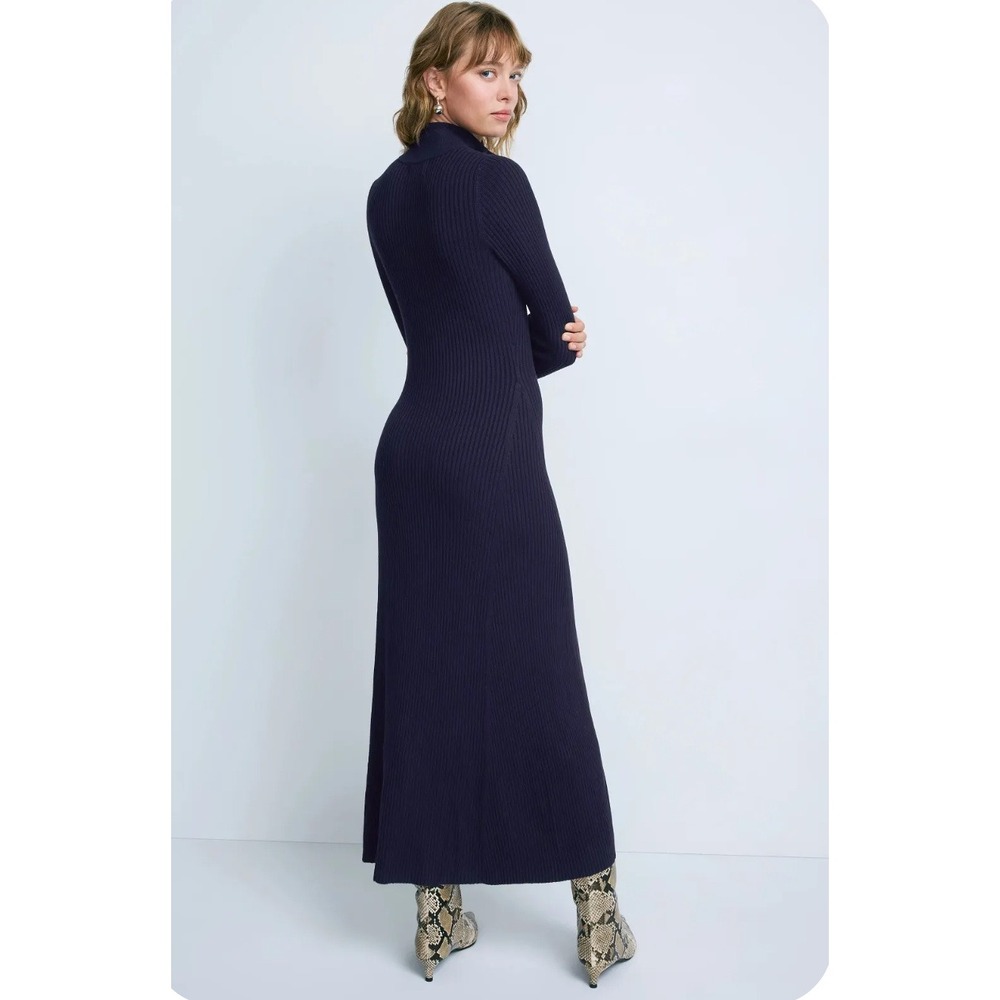 Modern Citizen Janne Zip Sweater Dress Navy Blue Ribbed Knit Long Sleeve Sz S - Picture 4 of 11